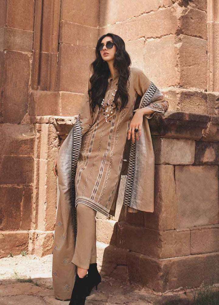 Gul Ahmed Embroidered Karandi Suits Unstitched 3 Piece GA21JL AY-12013 - Winter Collection