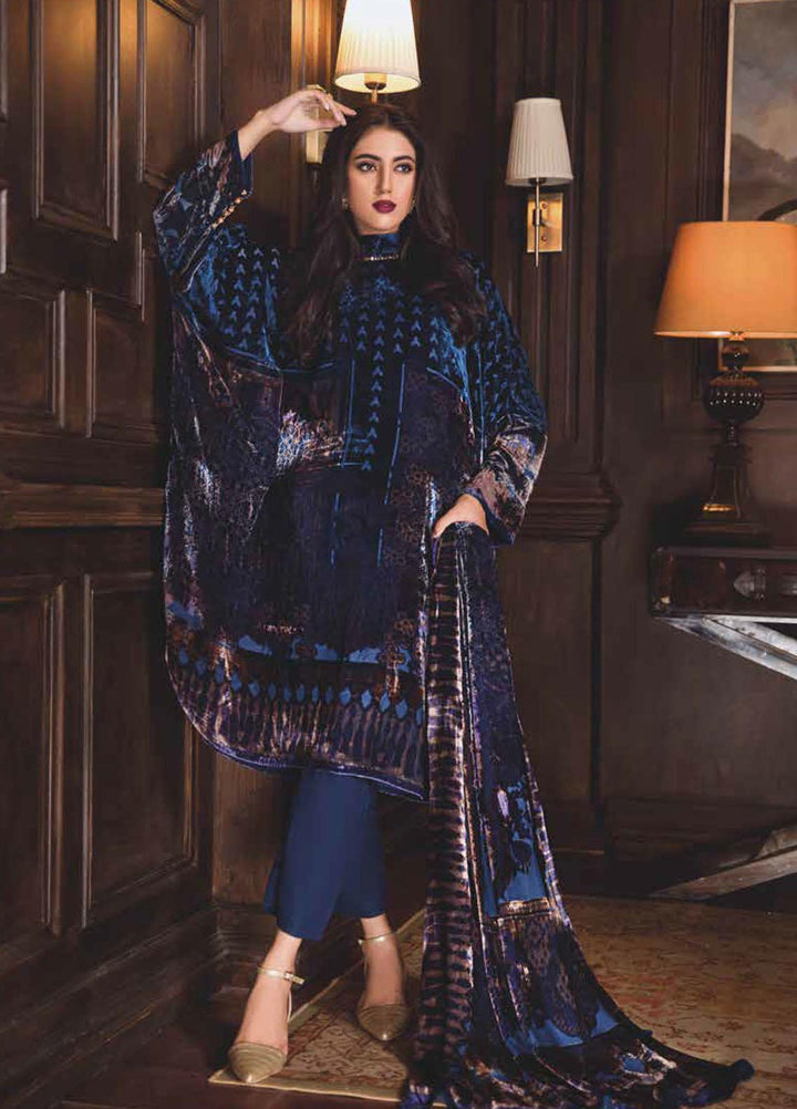 Gul Ahmed Printed Velvet Suits Unstitched 3 Piece GA21JL BVL-12002 A - Winter Collection