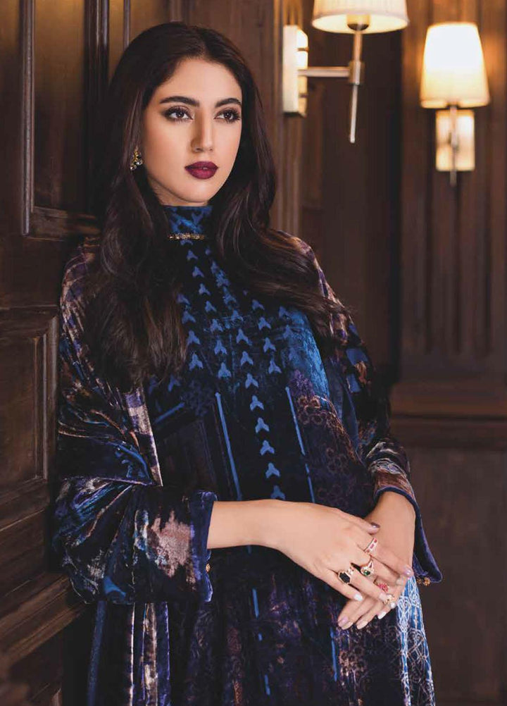 Gul Ahmed Printed Velvet Suits Unstitched 3 Piece GA21JL BVL-12002 A - Winter Collection