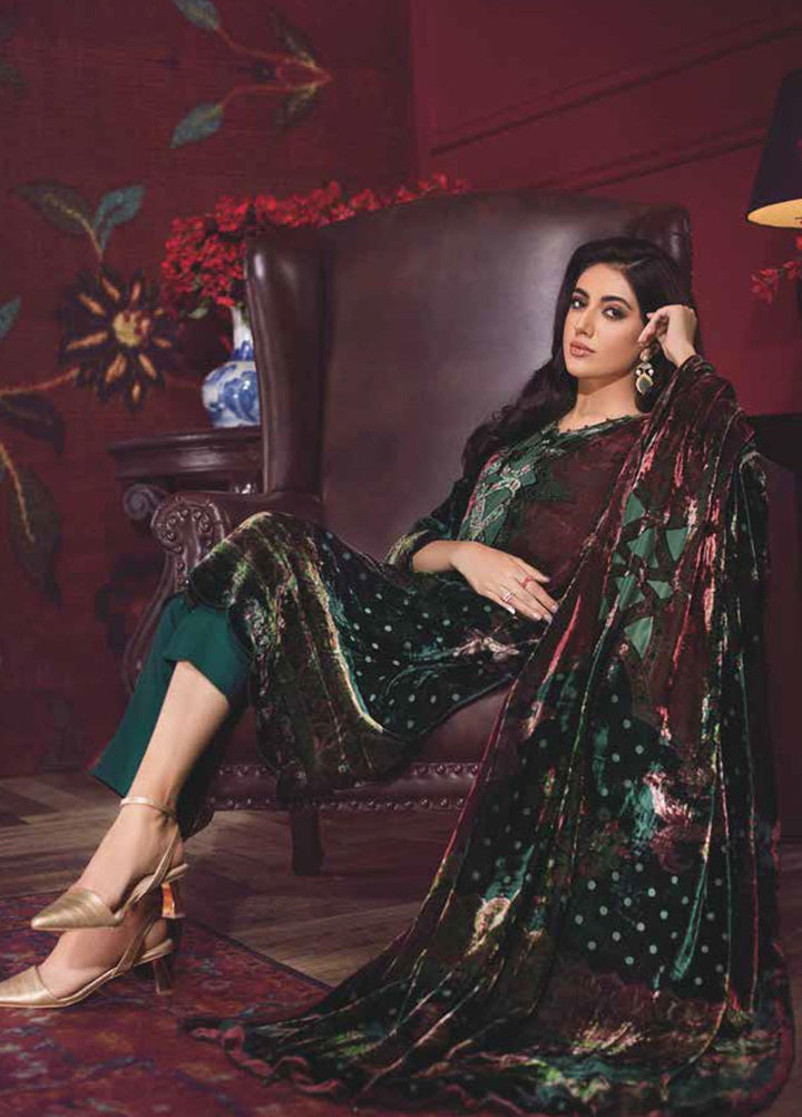 Gul Ahmed Printed Velvet Suits Unstitched 3 Piece GA21JL BVL-12003 B - Winter Collection
