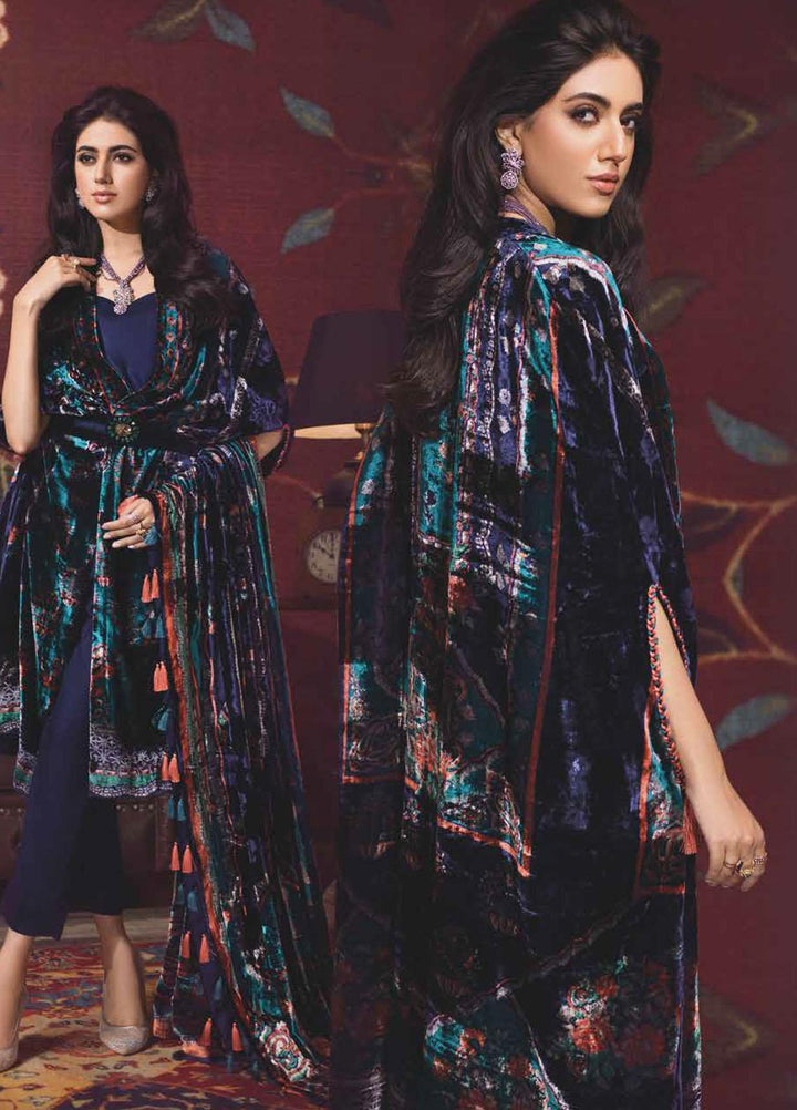 Gul Ahmed Printed Velvet Suits Unstitched 3 Piece GA21JL BVL-12004 A - Winter Collection