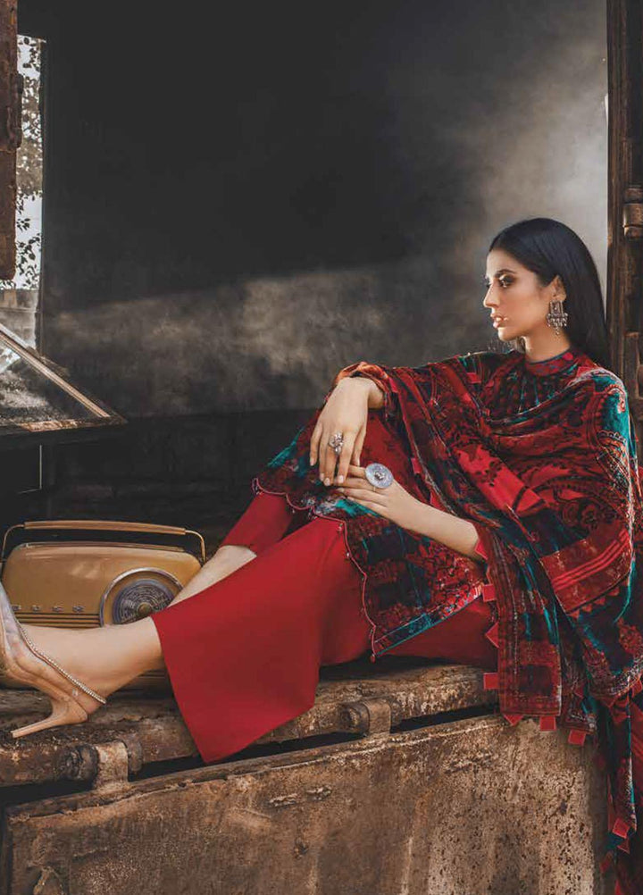 Gul Ahmed Printed Velvet Suits Unstitched 3 Piece GA21JL BVL-12005 B - Winter Collection