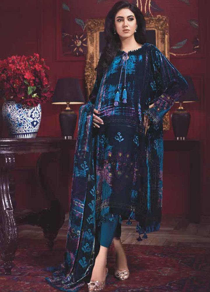 Gul Ahmed Printed Velvet Suits Unstitched 3 Piece GA21JL BVL-12007 B - Winter Collection