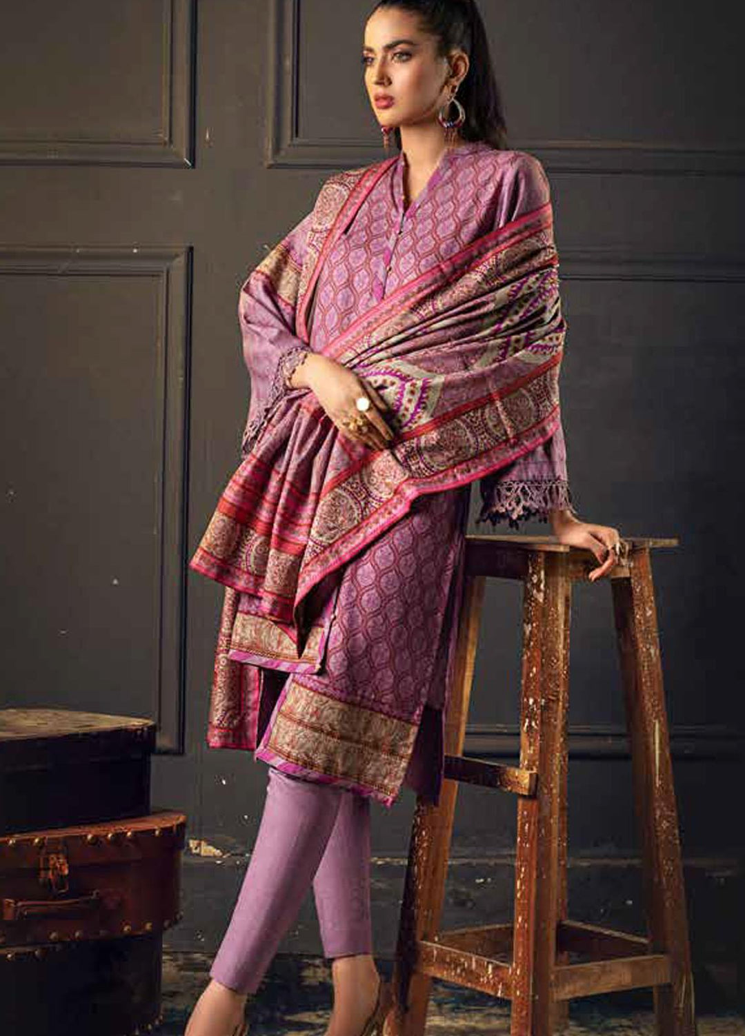 Gul Ahmed Printed Cotton Suits Unstitched 3 Piece GA21JL CS-12003 B - Winter Collection