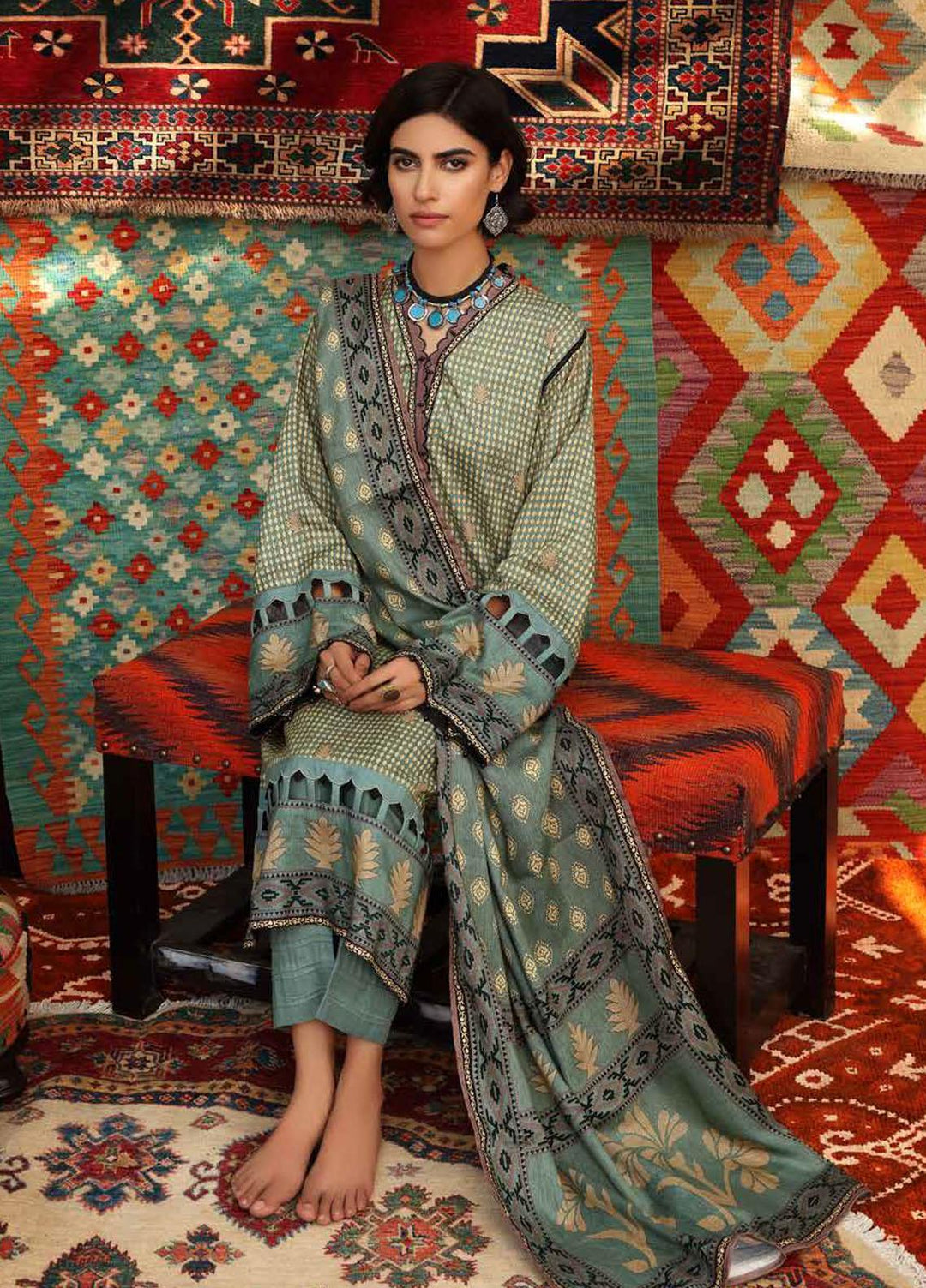 Gul Ahmed Printed Viscose Suits Unstitched 3 Piece GA21JL LT-12024 B - Winter Collection