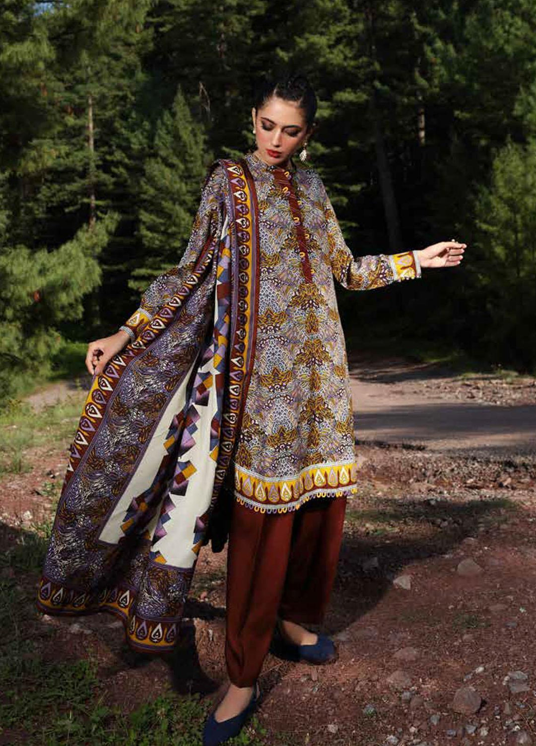 Gul Ahmed Printed Viscose Suits Unstitched 3 Piece GA21JL LT-12026 A - Winter Collection