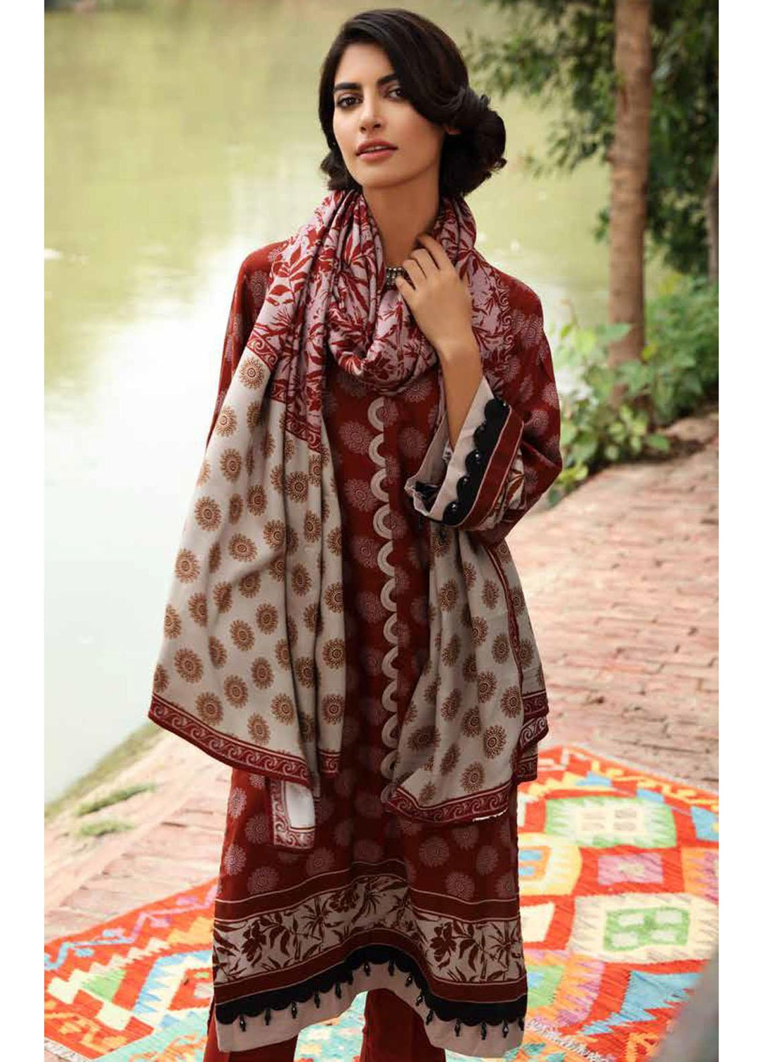 Gul Ahmed Printed Twill Linen Suits Unstitched 3 Piece GA21JL LT-12028 A - Winter Collection