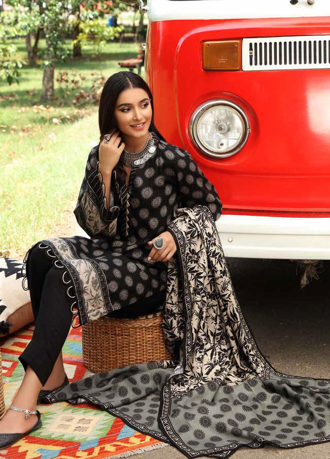 Gul Ahmed Printed Viscose Suits Unstitched 3 Piece GA21JL LT-12028 B - Winter Collection