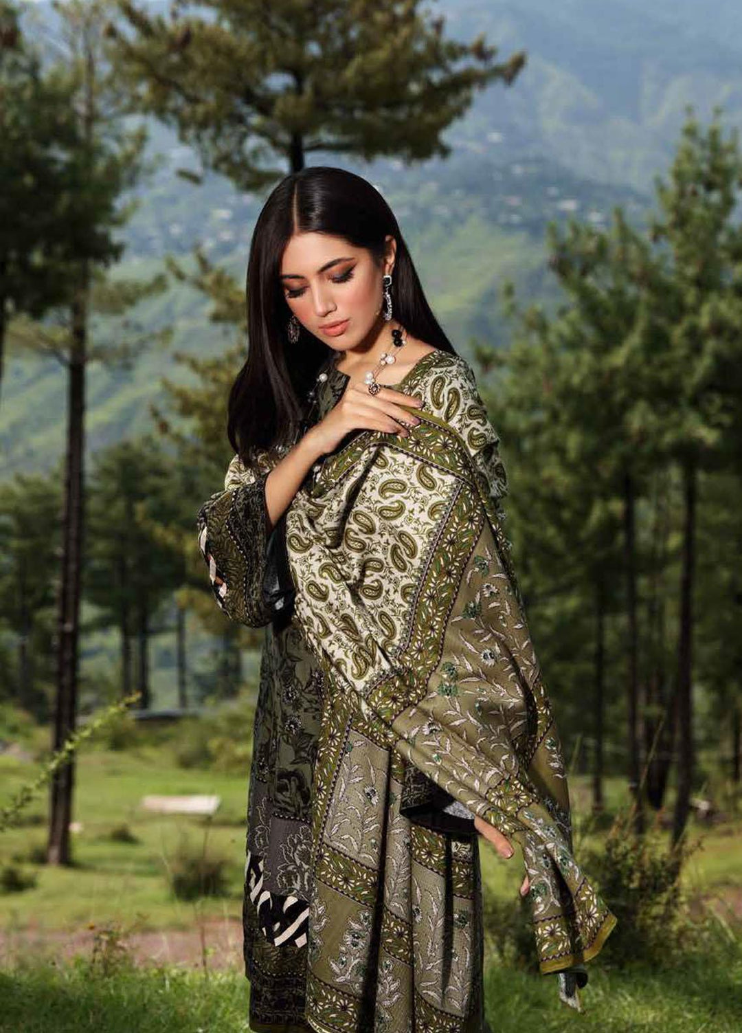 Gul Ahmed Printed Viscose Suits Unstitched 3 Piece GA21JL LT-12030 A - Winter Collection