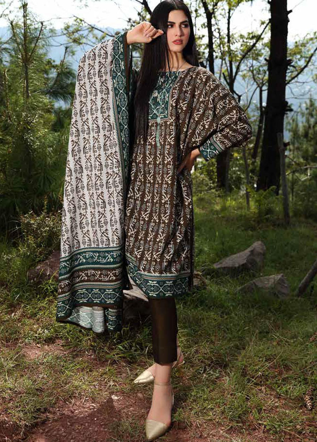 Gul Ahmed Printed Viscose Suits Unstitched 3 Piece GA21JL LT-12031 B - Winter Collection