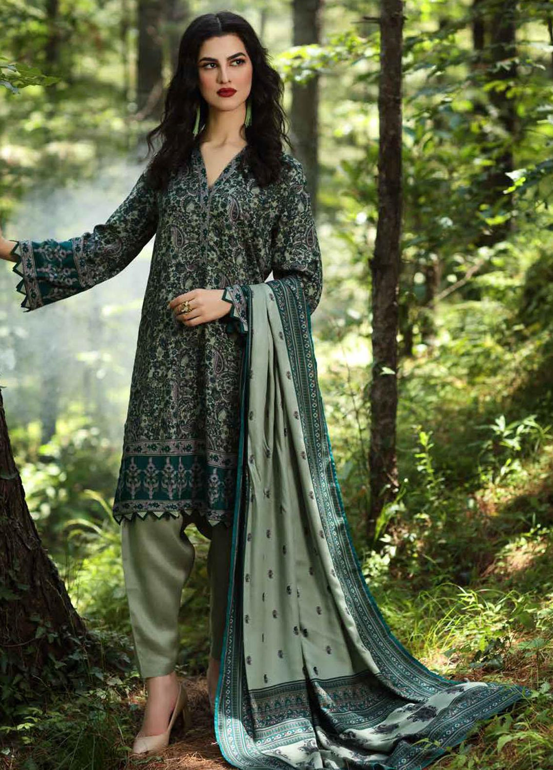 Gul Ahmed Printed Viscose Suits Unstitched 3 Piece GA21JL LT-12033 B - Winter Collection