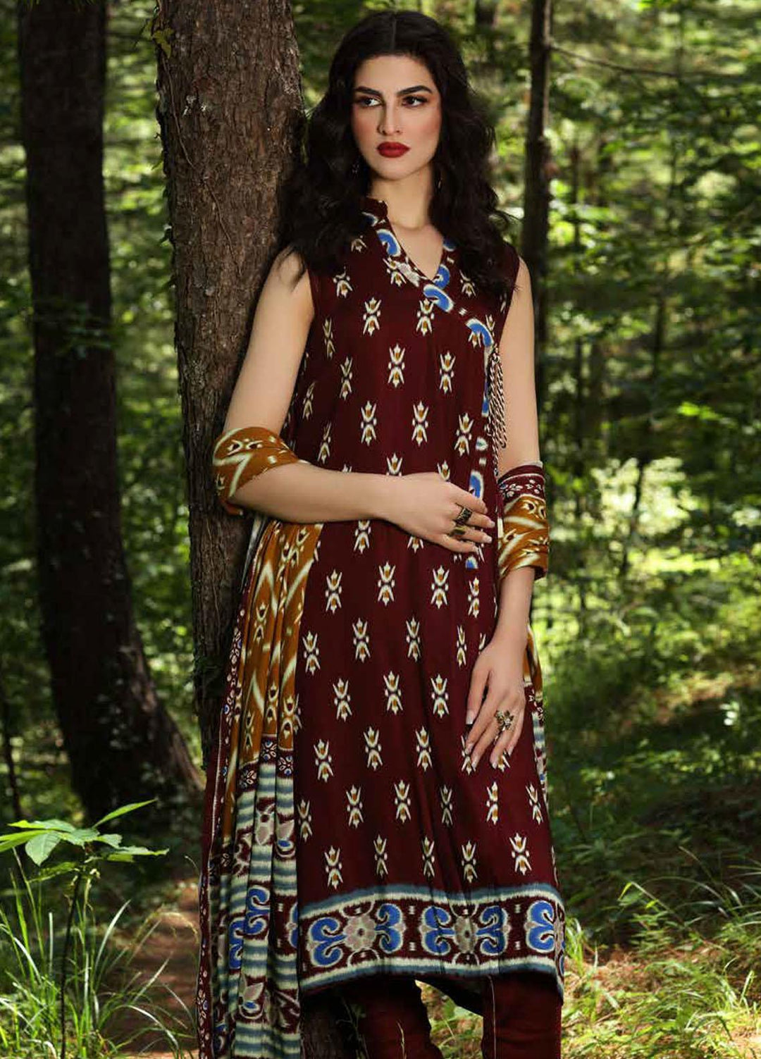 Gul Ahmed Printed Viscose Suits Unstitched 3 Piece GA21JL LT-12034 B - Winter Collection