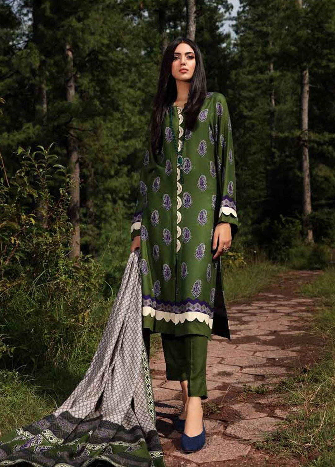 Gul Ahmed Printed Viscose Suits Unstitched 3 Piece GA21JL LT-12036 A - Winter Collection