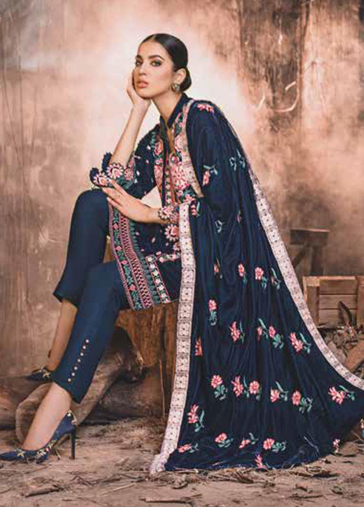 Gul Ahmed Embroidered Velvet Suits Unstitched 3 Piece GA21JL WV-12002 - Winter Collection