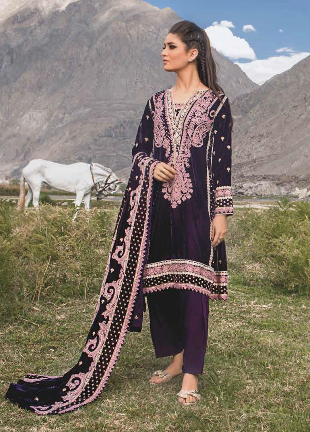 Gul Ahmed Embroidered Velvet Suits Unstitched 3 Piece GA21JL WV-12003 - Winter Collection