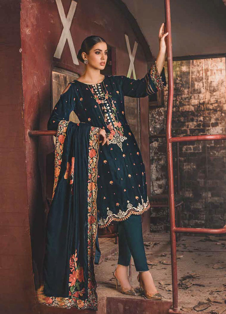 Gul Ahmed Embroidered Velvet Suits Unstitched 3 Piece GA21JL WV-12008 - Winter Collection