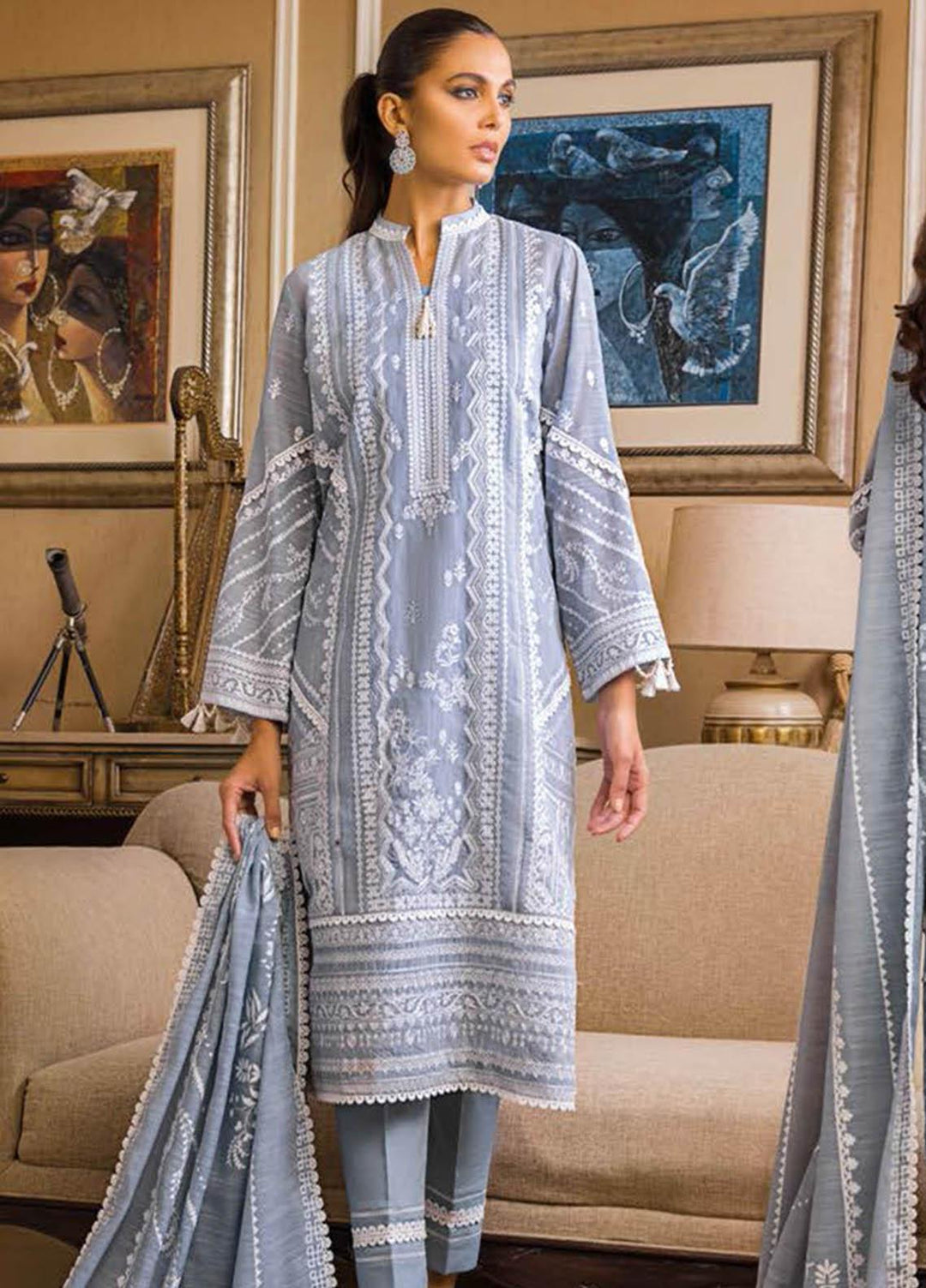 Gul Ahmed Embroidered Lawn Suits Unstitched 3 Piece GA23PS CN-32004 - Summer Collection