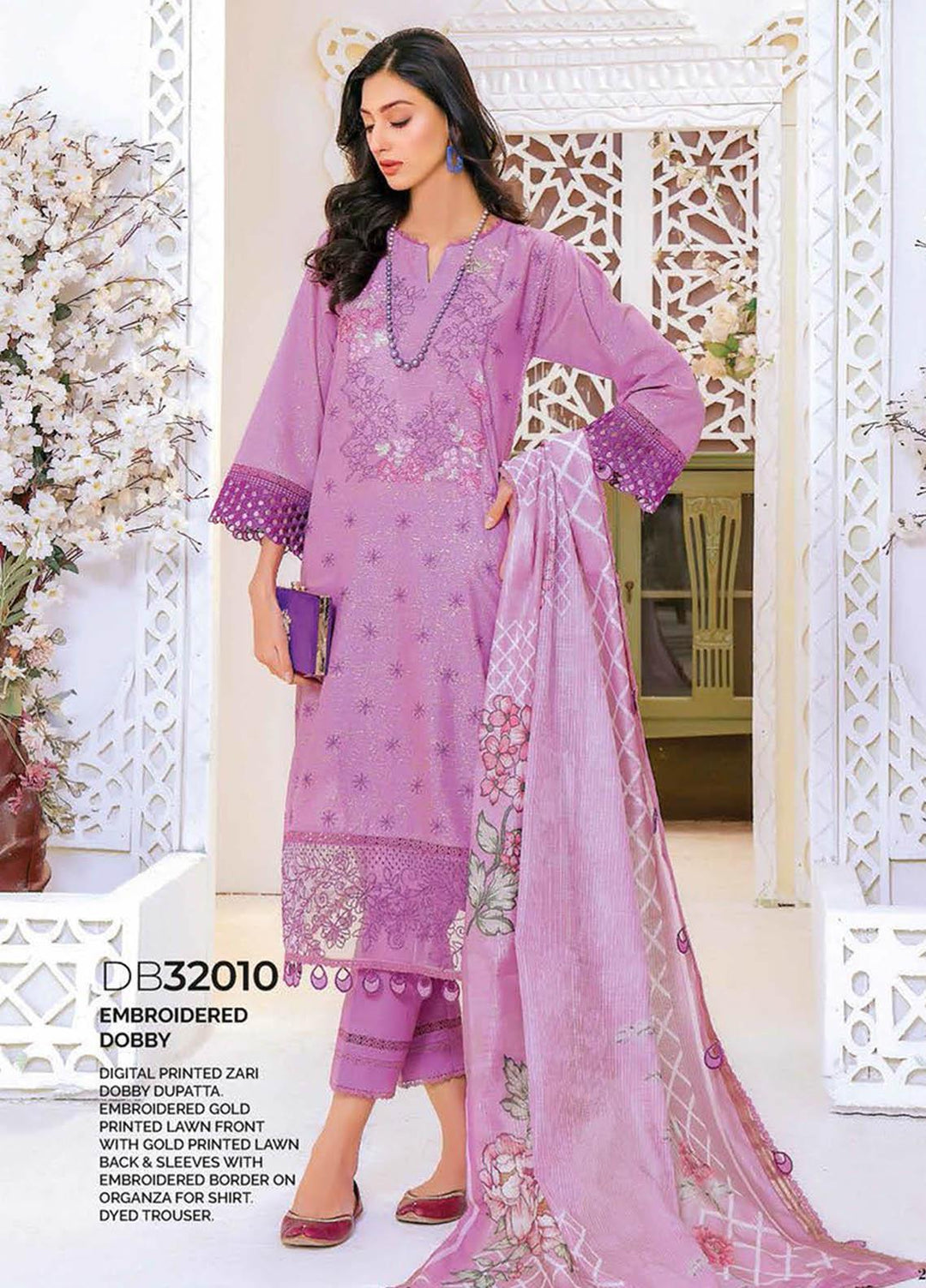 Gul Ahmed Embroidered Lawn Suits Unstitched 3 Piece GA23PS DB-32010 - Summer Collection