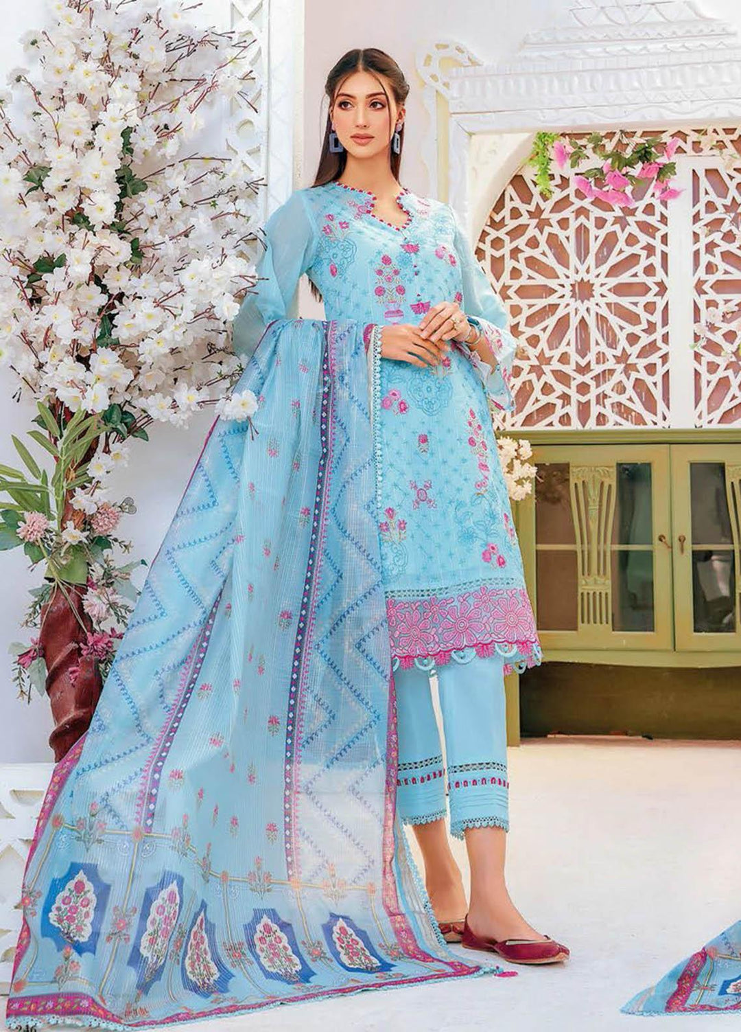 Gul Ahmed Embroidered Lawn Suits Unstitched 3 Piece GA23PS DB-32011 - Summer Collection