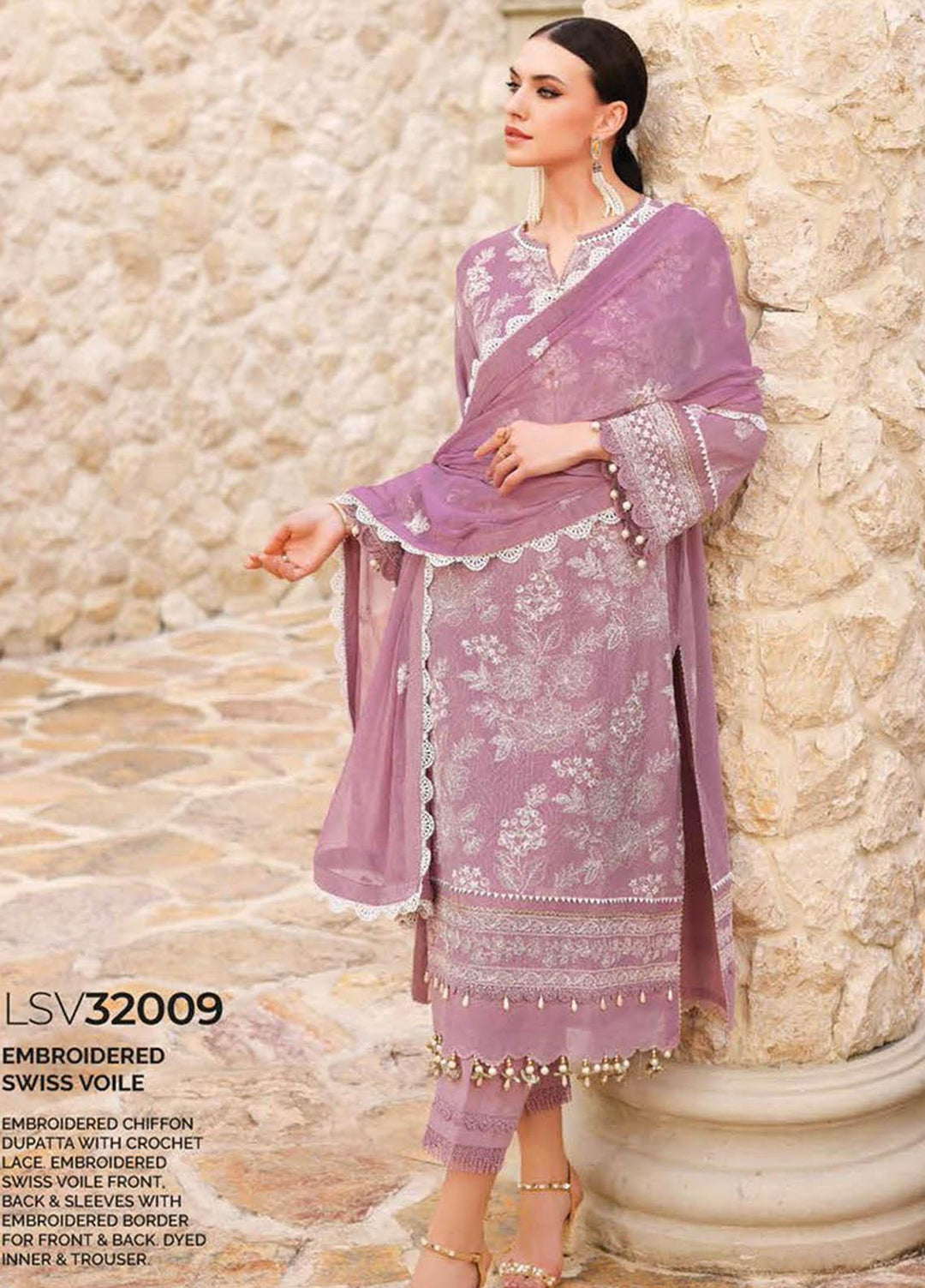 Gul Ahmed Embroidered Lawn Suits Unstitched 3 Piece GA23PS LSV-32009 - Summer Collection