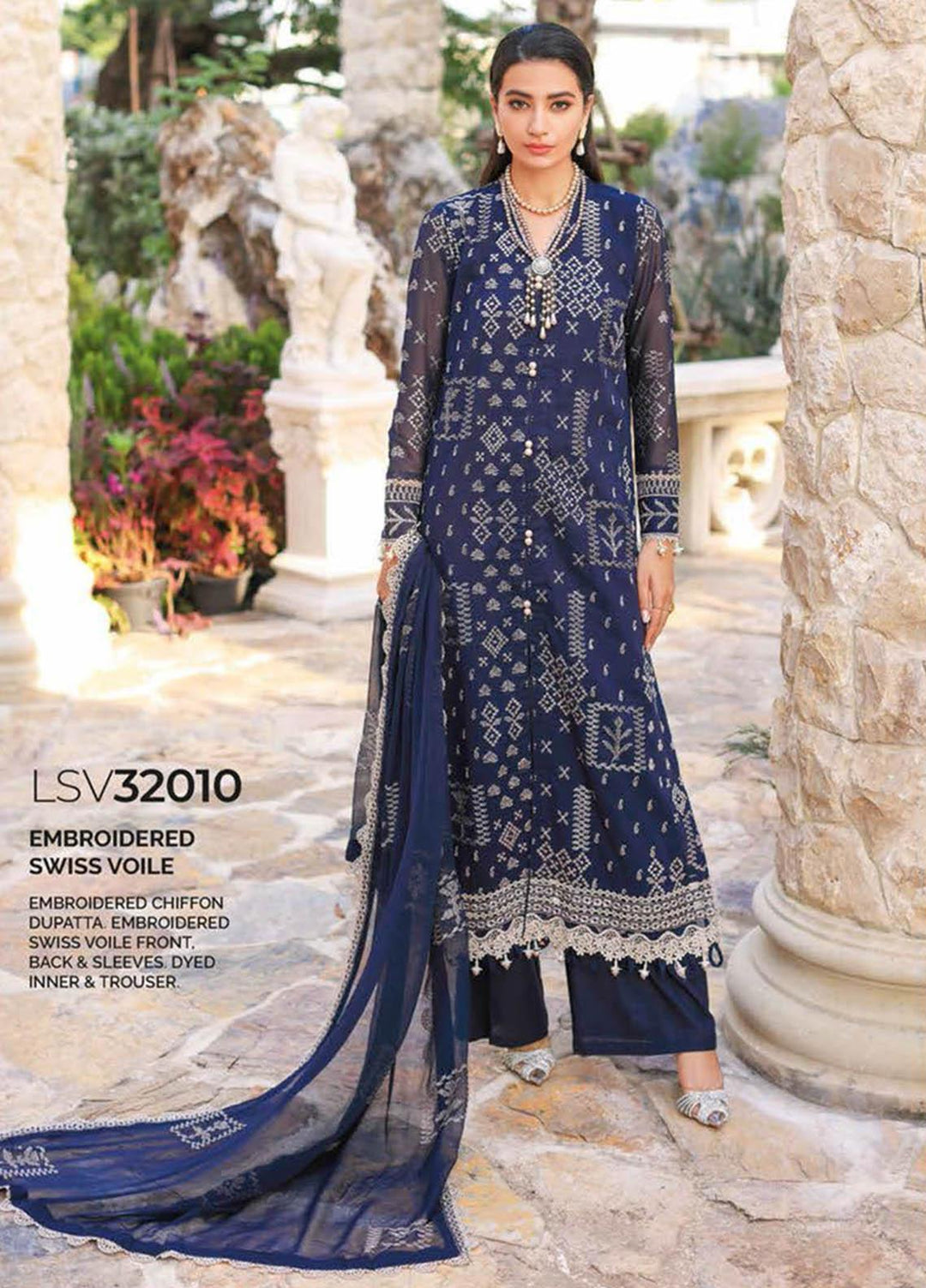 Gul Ahmed Embroidered Lawn Suits Unstitched 3 Piece GA23PS LSV-32010 - Summer Collection