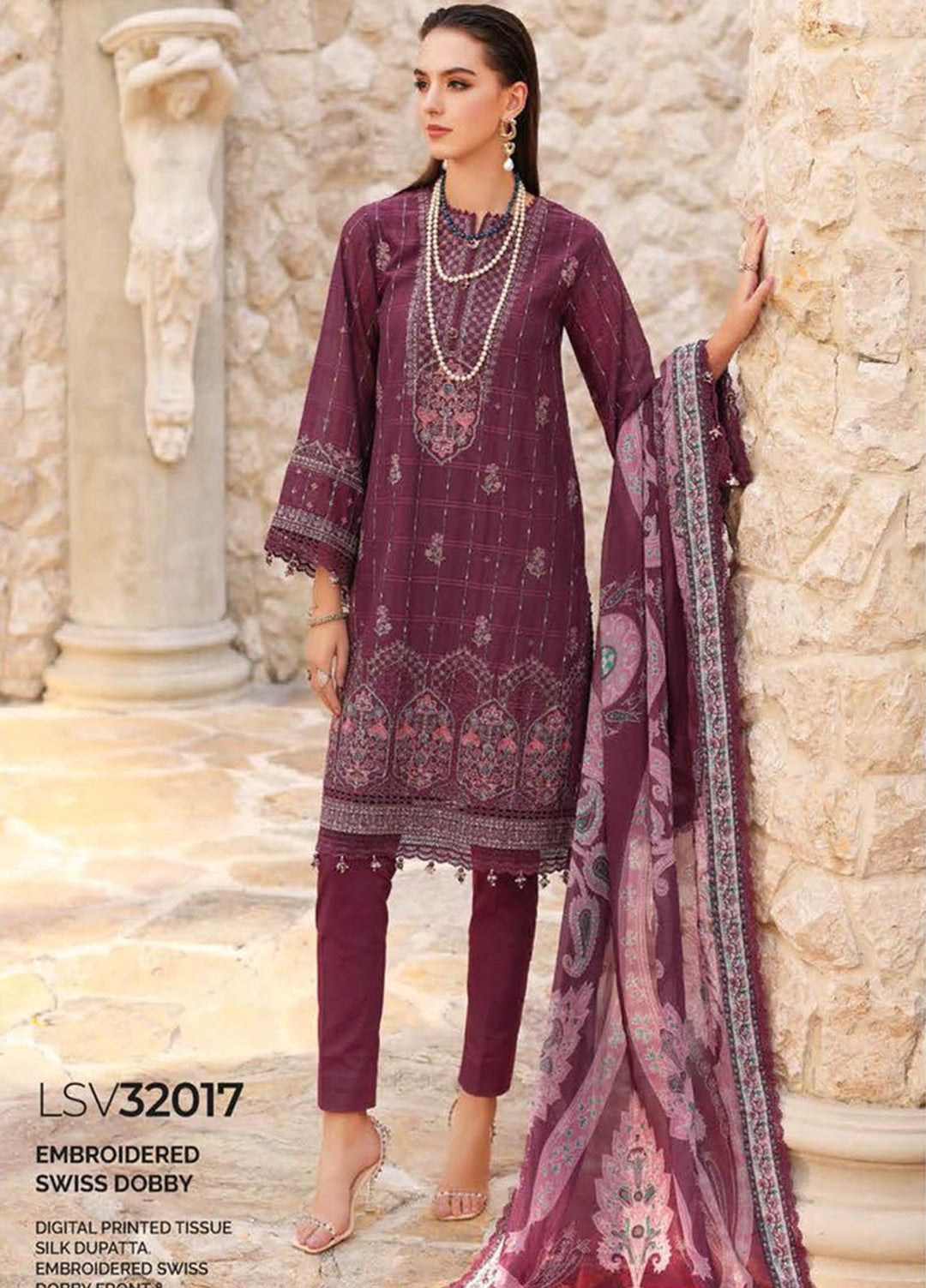 Gul Ahmed Embroidered Lawn Suits Unstitched 3 Piece GA23PS LSV-32017 - Summer Collection