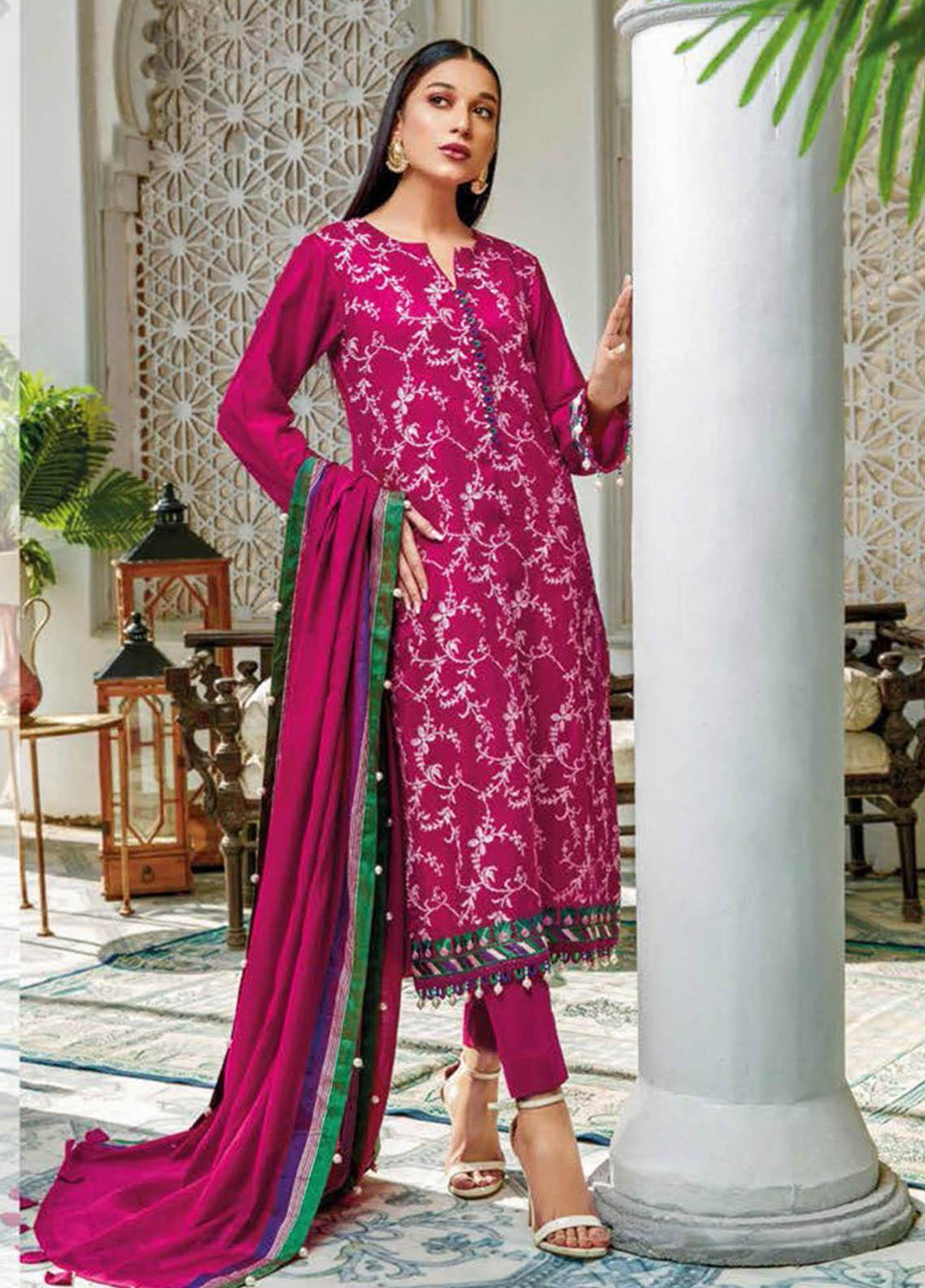 Gul Ahmed Embroidered Lawn Suits Unstitched 3 Piece GA23PS MJ-32029 - Summer Collection