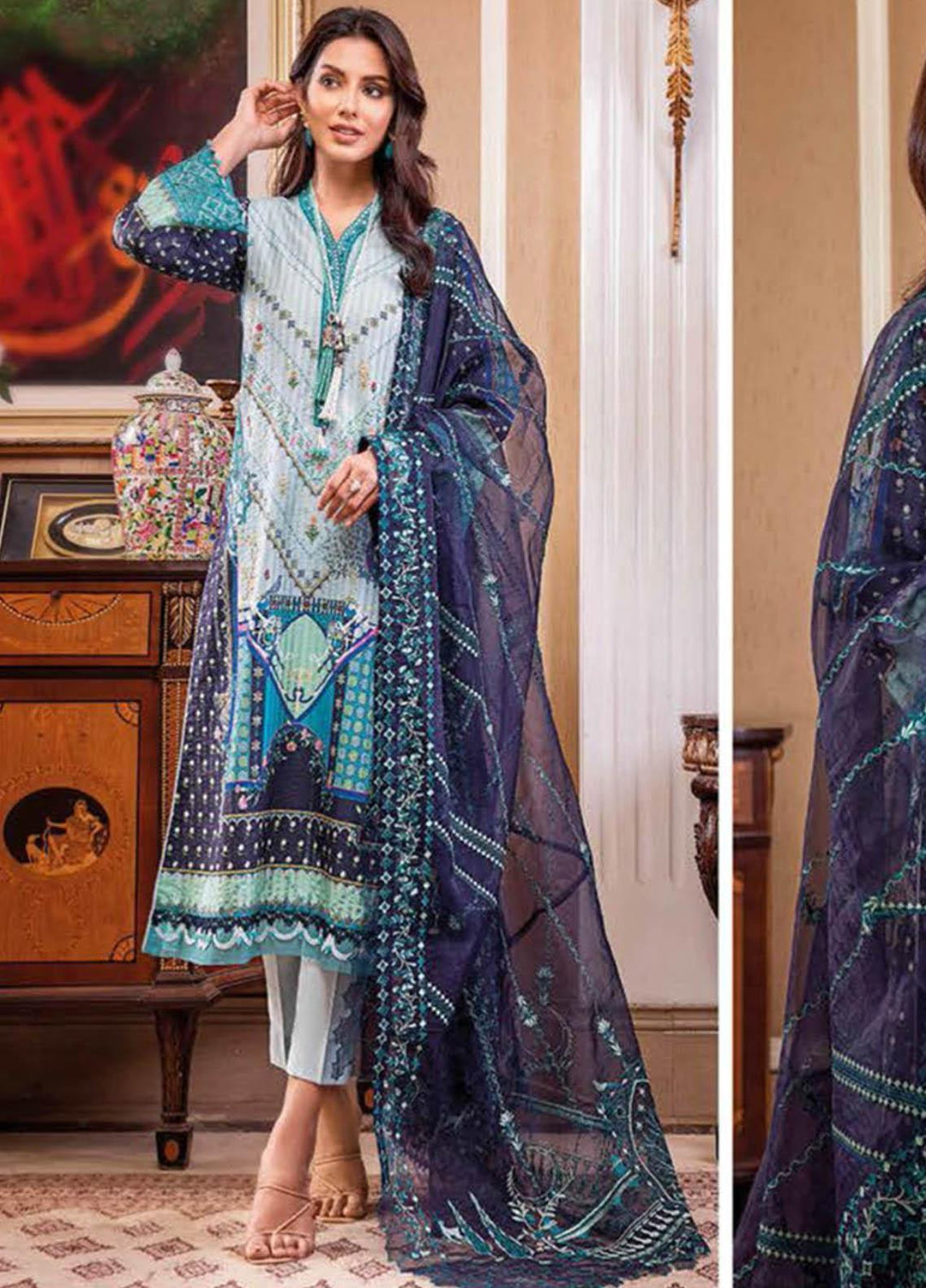 Gul Ahmed Embroidered Lawn Suits Unstitched 3 Piece GA23PS OG-32001 - Summer Collection