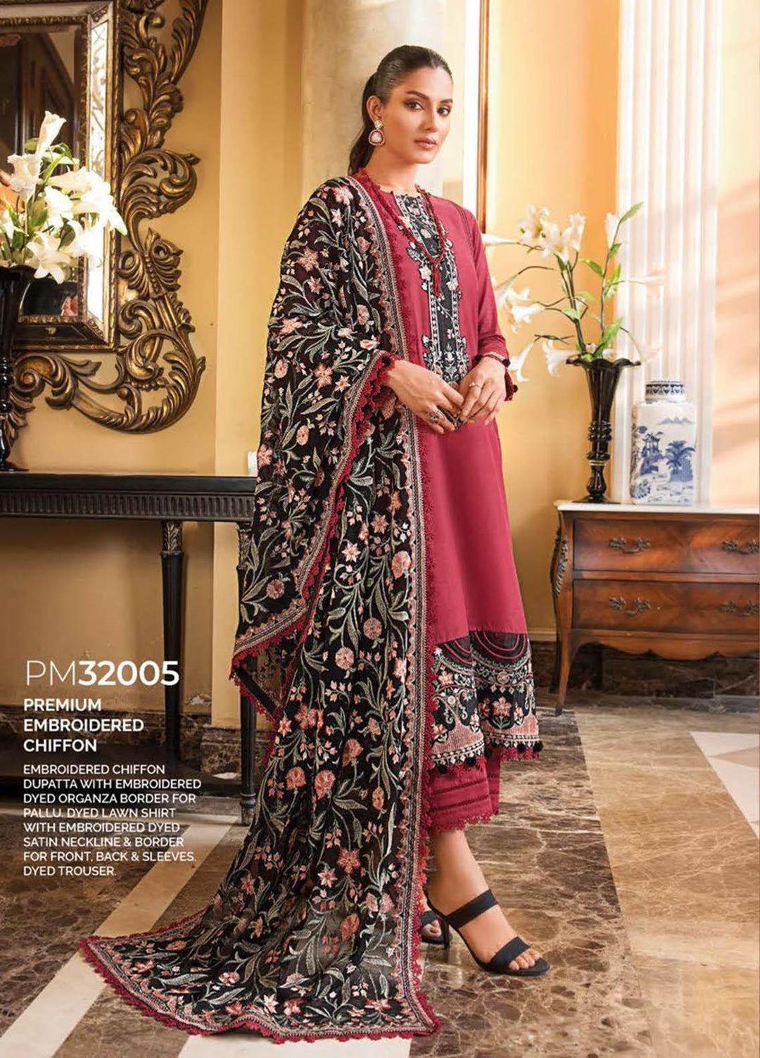 Gul Ahmed Embroidered Lawn Suits Unstitched 3 Piece GA23PS PM-32005 - Summer Collection