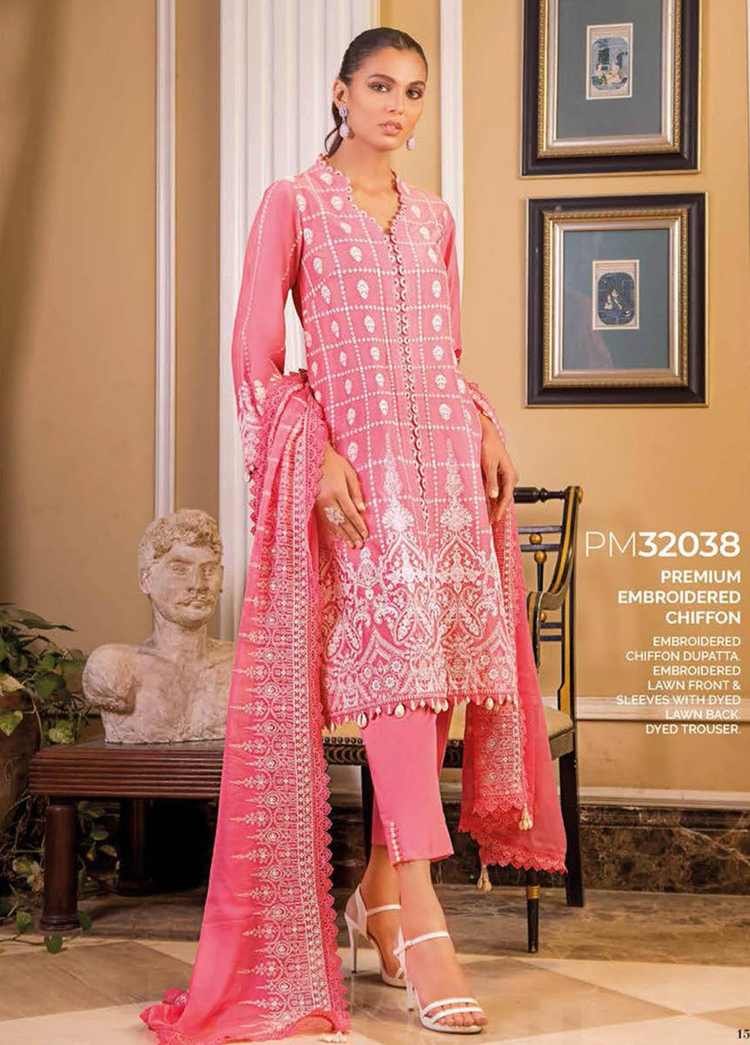 Gul Ahmed Embroidered Lawn Suits Unstitched 3 Piece GA23PS PM-32038 - Summer Collection