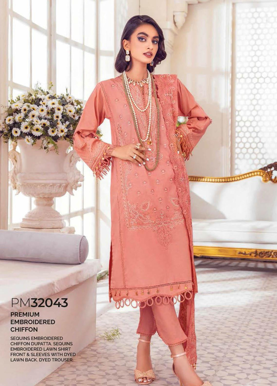 Gul Ahmed Embroidered Lawn Suits Unstitched 3 Piece GA23PS PM-32043 - Summer Collection