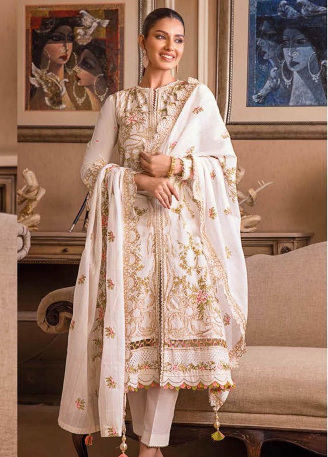 Gul Ahmed Embroidered Lawn Suits Unstitched 3 Piece GA23PS PM-32046 - Summer Collection