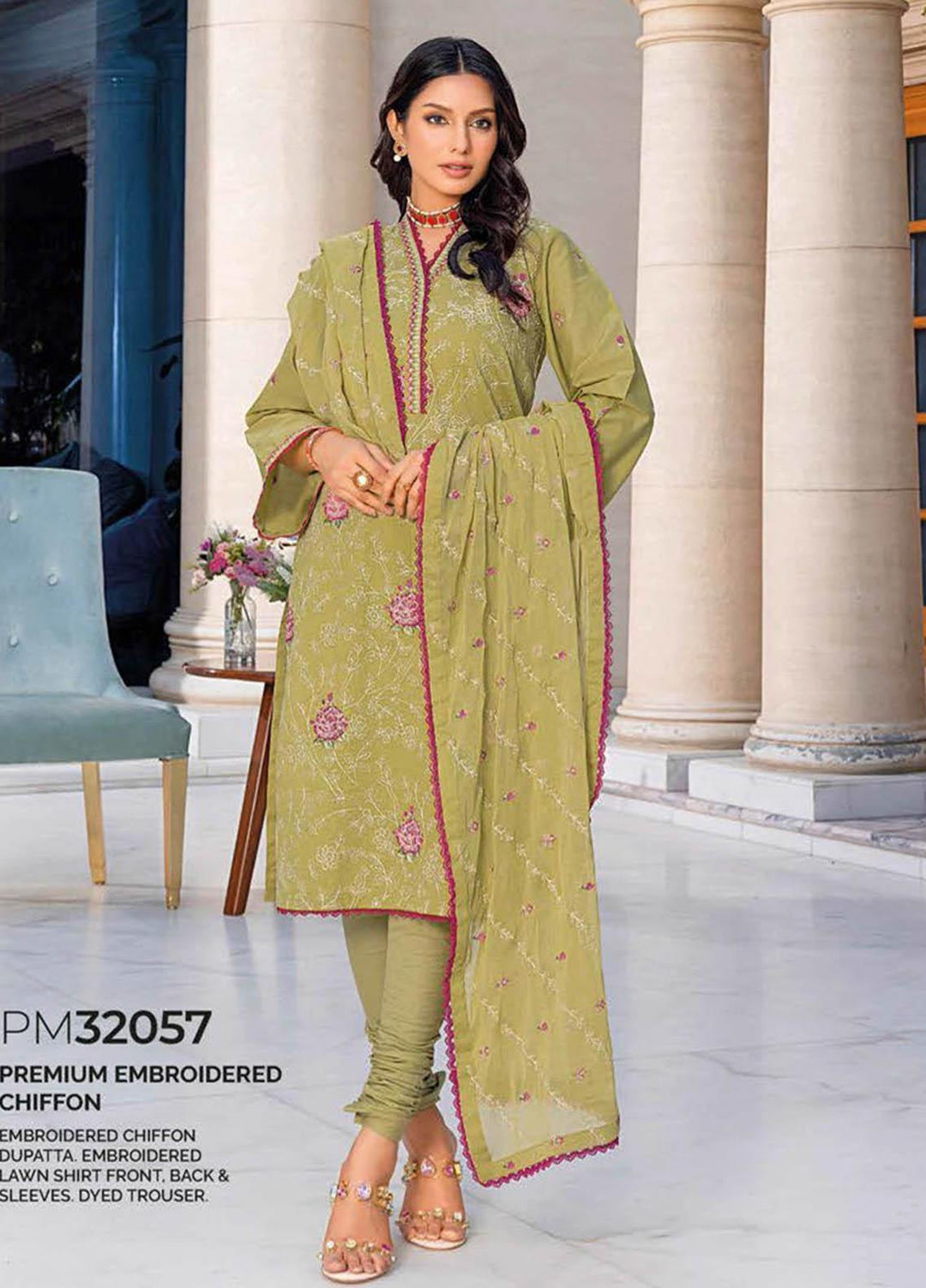 Gul Ahmed Embroidered Lawn Suits Unstitched 3 Piece GA23PS PM-32057 - Summer Collection