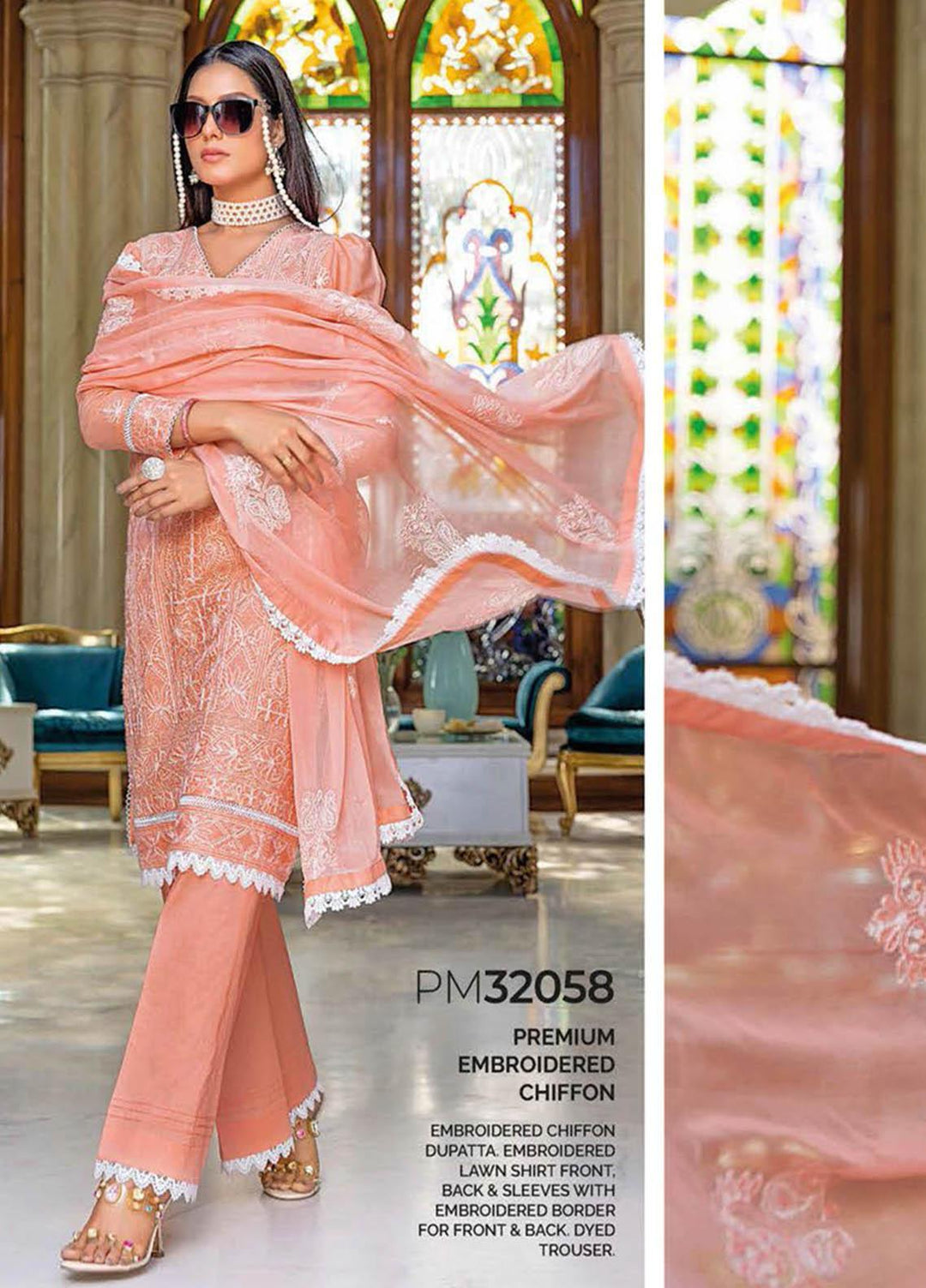 Gul Ahmed Embroidered Lawn Suits Unstitched 3 Piece GA23PS PM-32058 - Summer Collection