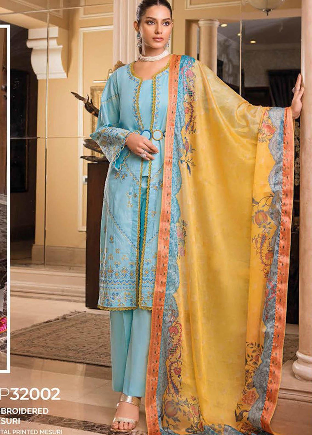 Gul Ahmed Embroidered Lawn Suits Unstitched 3 Piece GA23PS SP-32002 - Summer Collection