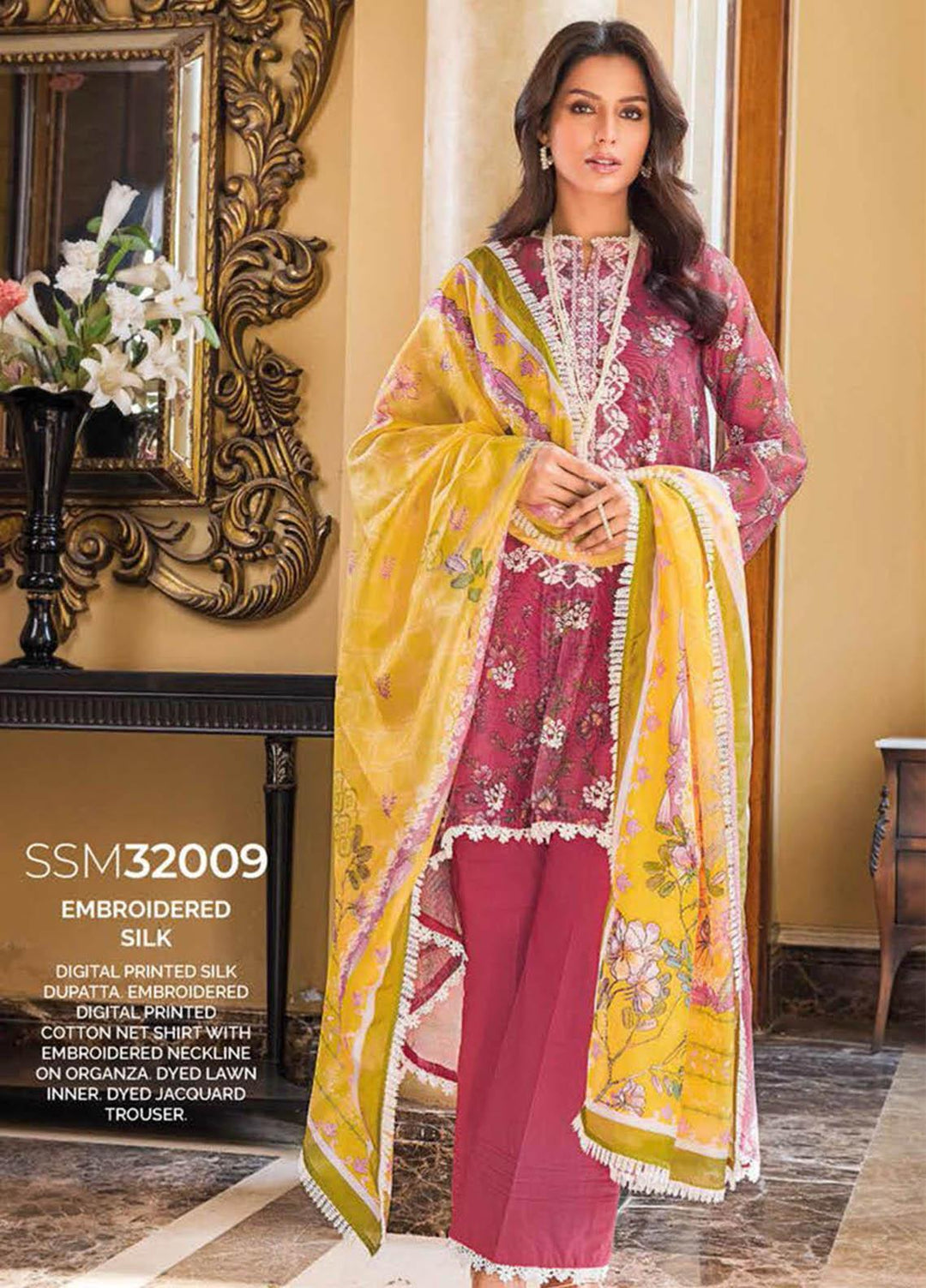 Gul Ahmed Embroidered Lawn Suits Unstitched 3 Piece GA23PS SSM-32009 - Summer Collection