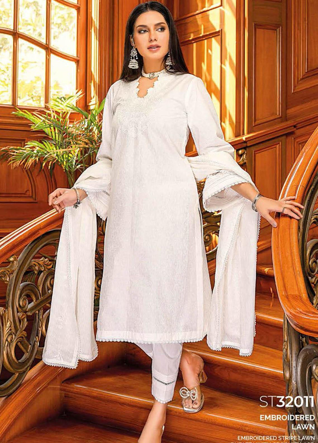 Gul Ahmed Embroidered Lawn Suits Unstitched 3 Piece GA23PS ST-32011 - Summer Collection