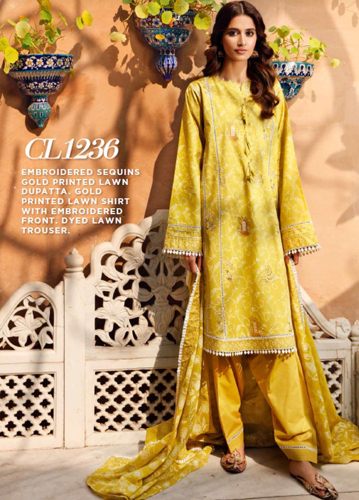 Sunehri By Gul Ahmed Embroidered Lawn Suits Unstitched 3 Piece GA21SL CL-1236 - Summer Collection