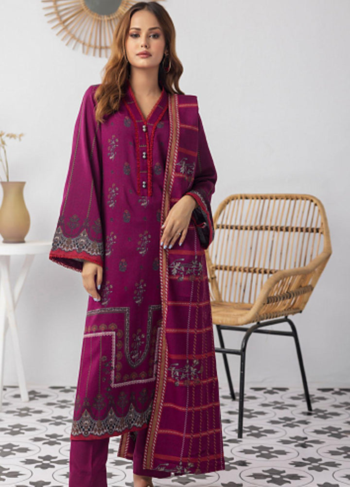 Gul Ahmed Embroidered Dhanak Suits Unstitched 3 Piece GA23WB WNS 32185 A - Winter Collection