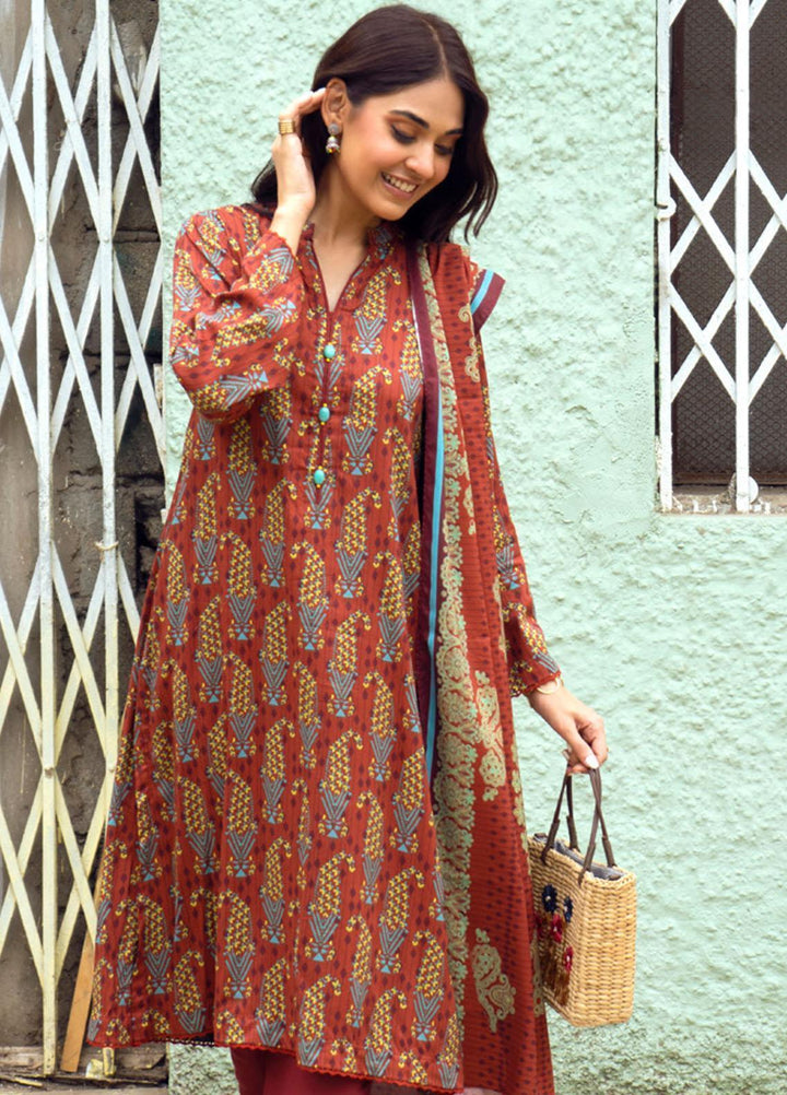 Gul Ahmed Printed Linen Suits Unstitched 3 Piece GA23WC LT 32010B - Winter Collection