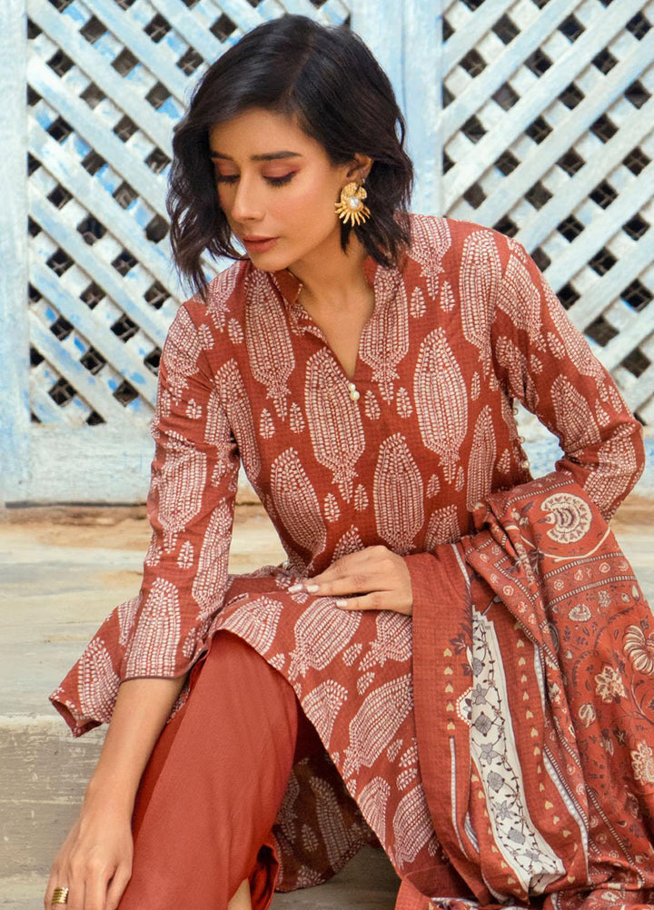 Gul Ahmed Printed Linen Suits Unstitched 3 Piece GA23WC LT 32023B - Winter Collection