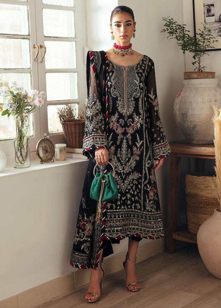 Gulaal Embroidered Chiffon Suits Unstitched 4 Piece GL23ELC GL-EC-23V1-06 NOIR - Luxury Collection