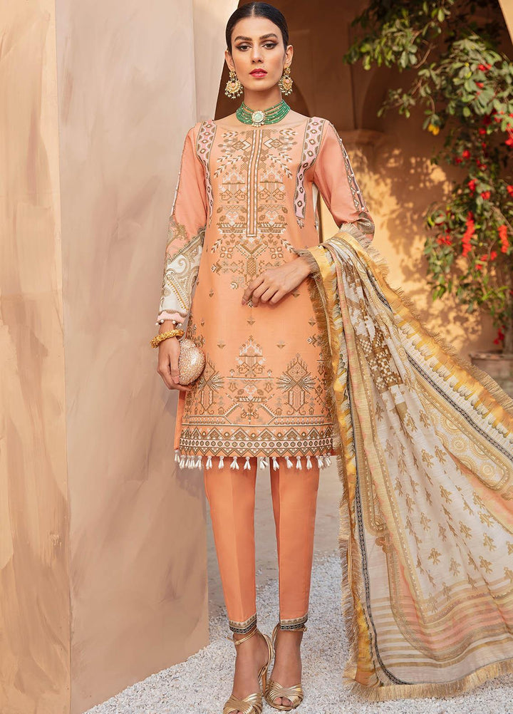 Gulaal Embroidered Lawn Suits Unstitched 3 Piece GL21LL 06 Amber - Luxury Collection