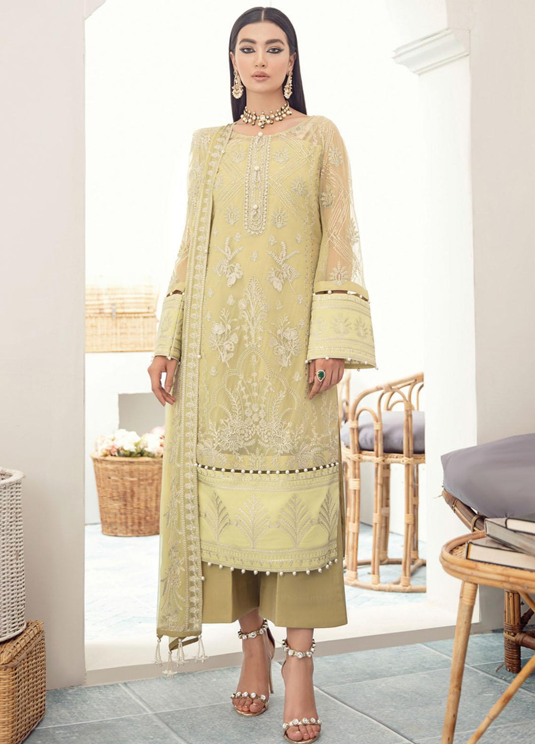 Gulaal Embroidered Chiffon Suits Unstitched 3 Piece GL21C 08 Pareesa - Premium Collection