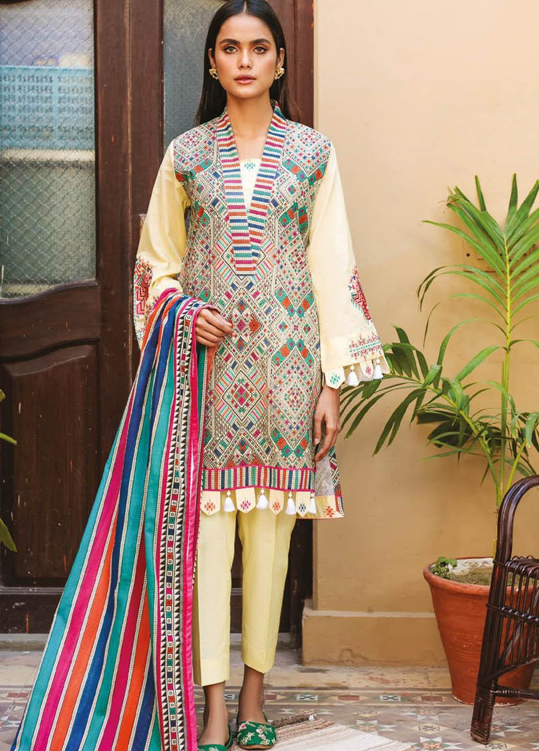 Orient Textile Embroidered Lawn Suits Unstitched 3 Piece OTL-21-001 Pink - Summer Collection