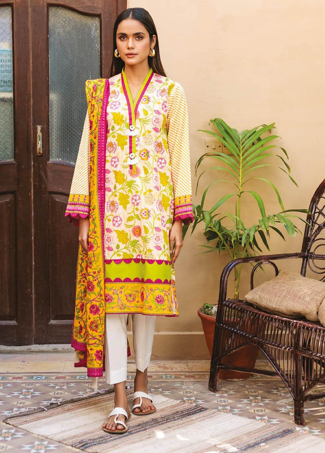 Orient Textile Printed Lawn Suits Unstitched 3 Piece OTL-21-006 Pink - Summer Collection