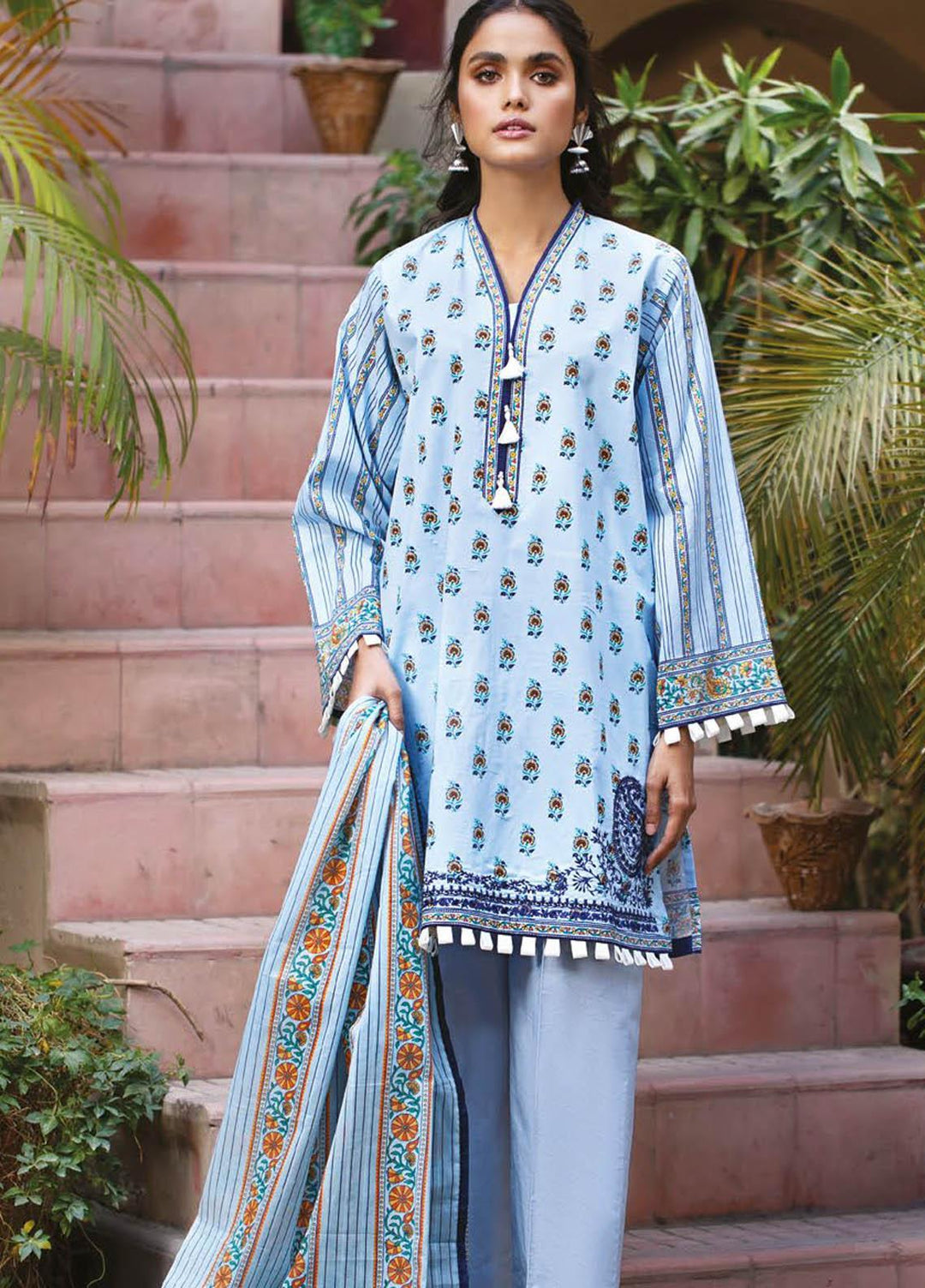 Orient Textile Embroidered Lawn Suits Unstitched 3 Piece OTL-21-008 Blue - Summer Collection