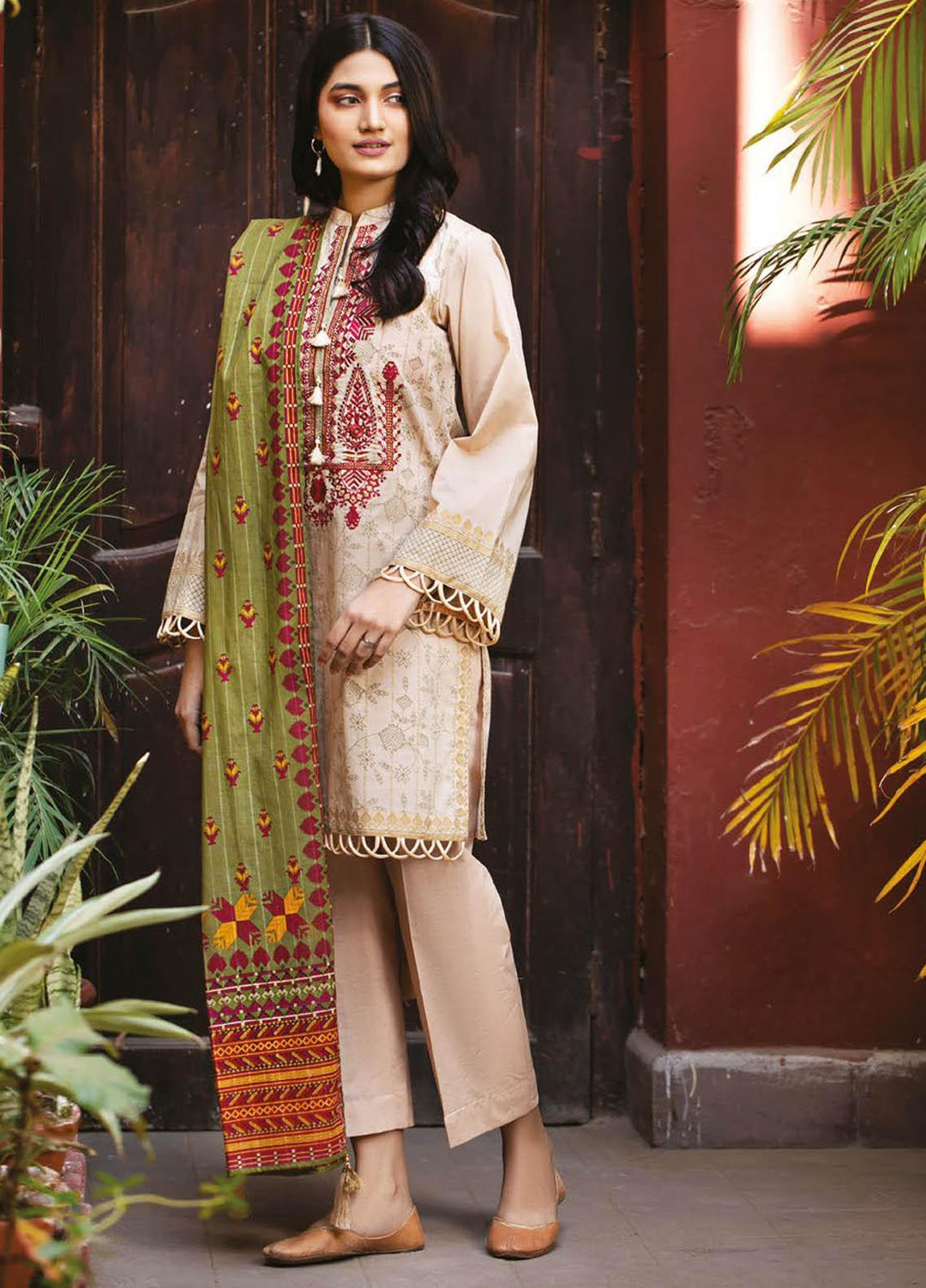 Orient Textile Embroidered Lawn Suits Unstitched 3 Piece OTL-21-009 Green - Summer Collection
