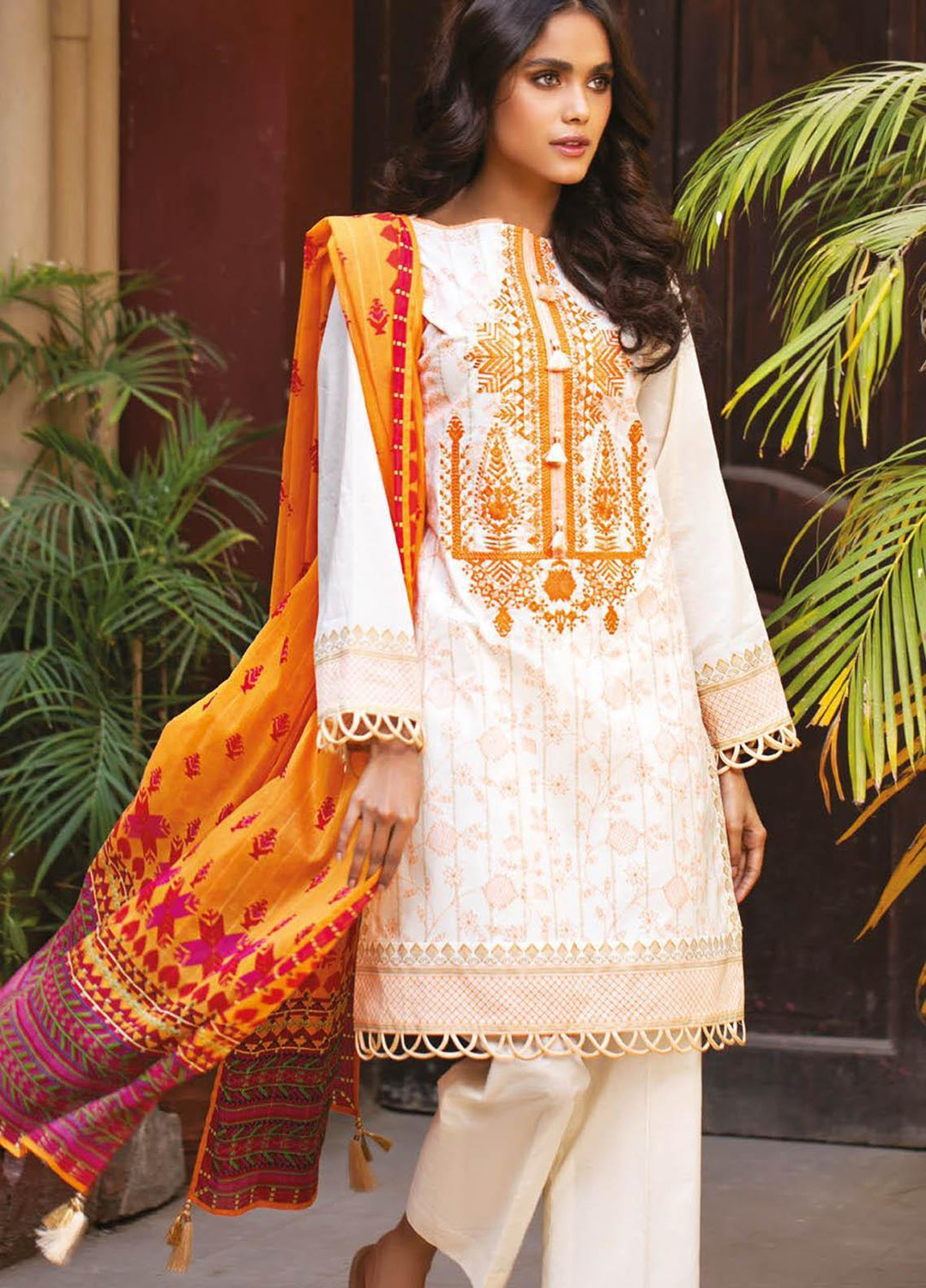 Orient Textile Embroidered Lawn Suits Unstitched 3 Piece OTL-21-009 Yellow - Summer Collection