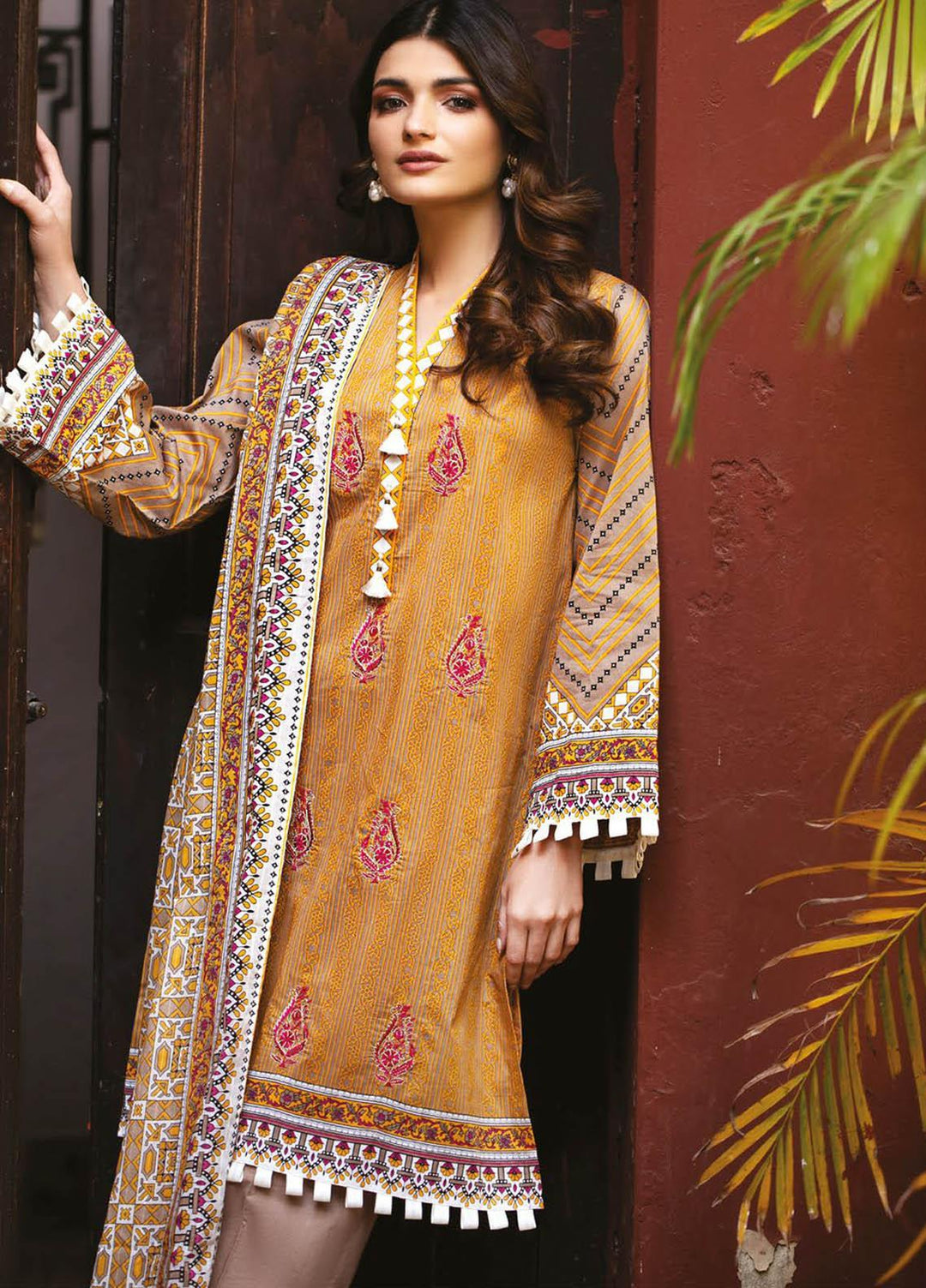 Orient Textile Embroidered Lawn Suits Unstitched 3 Piece OTL-21-011 Brown - Summer Collection